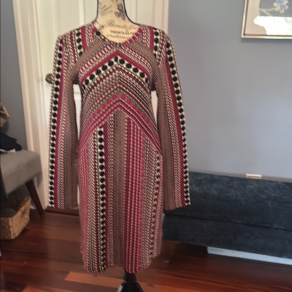 Maeve Long Sleeve Dress - Pink and Black Geometric
